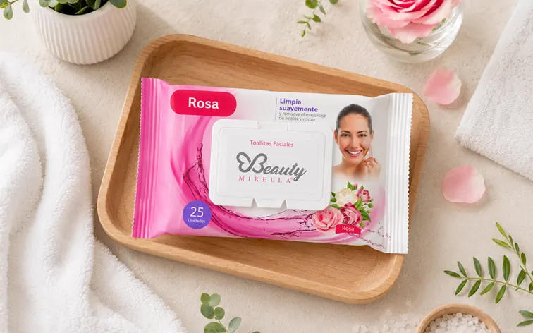 Toallitas desmaquillantes aroma a rosas 25 unds Beauty Mirella
